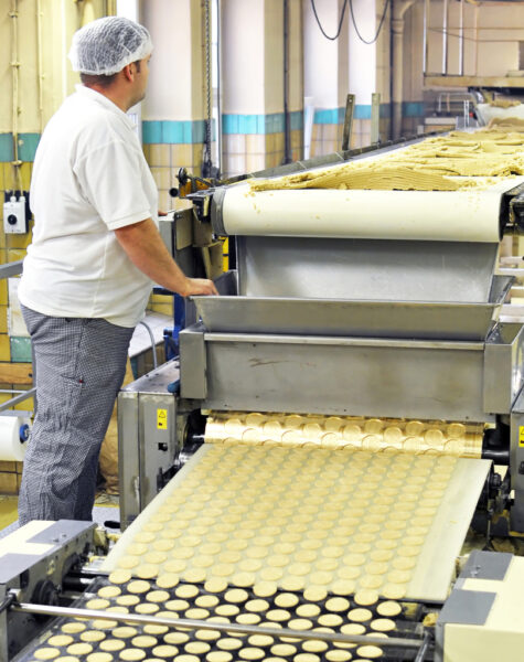 food industry - biscuit production in a factory on a conveyor belt food industry - biscuit production in a factory on a conveyor belt